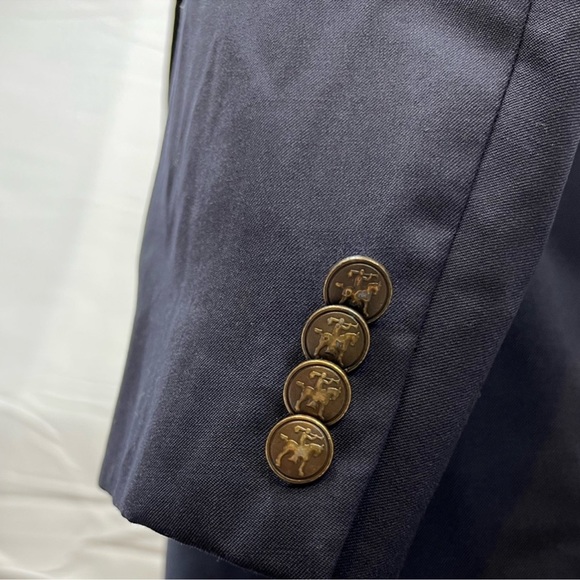 Hart Schaffner Marx Navy Gold/Bronze 2-Button 43R Blazer Jacket Vintage Coat - Picture 3 of 7